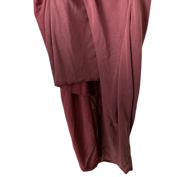 Lulu's Raise a Glass One Shoulder Midi Dress Size S Wedding Cocktail Rusty Rose - Picture 9 of 13